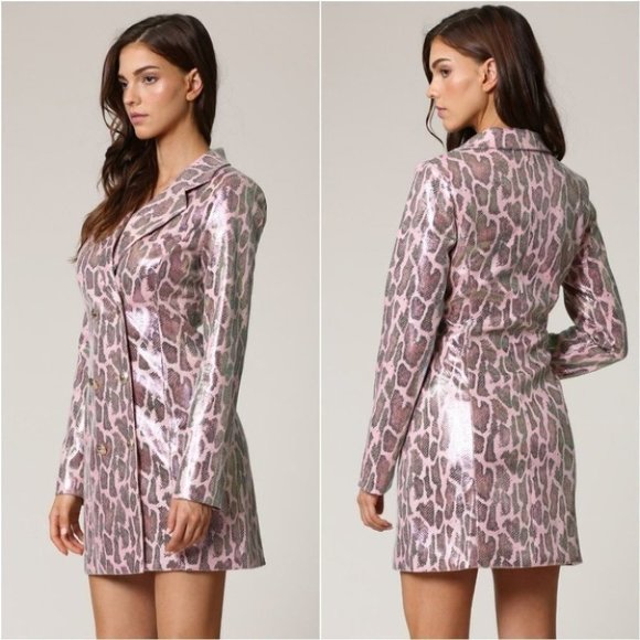 metallic Snake Print Blazer Dress - Picture 3 of 3